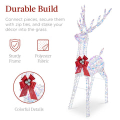 Lighted Christmas Reindeer & Sleigh Outdoor Decor Set w/ LED Lights