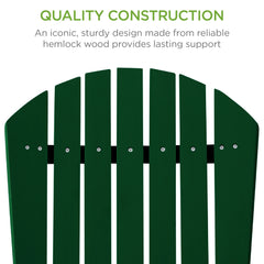 Folding Wooden Adirondack Chair, Accent Furniture w/ Natural Woodgrain