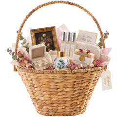 Easter Basket, Small Woven Easter Basket for Kids w/ Collapsible Handle