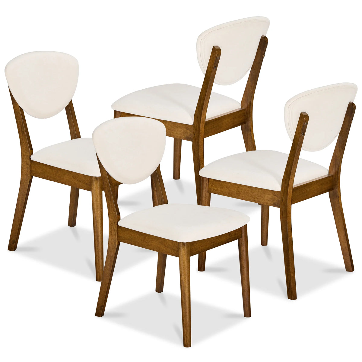 Set of 4 Wooden Dining Chairs, Wood Modern Farmhouse Upholstered Chairs
