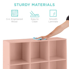 9-Cube Bookshelf Storage Display w/ 3 Removable Panels, Customizable Design