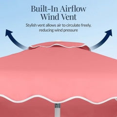 7.5ft Patio Market Umbrella,Wavy Trim, UV-Fade-Resistant, Crank & Tilt