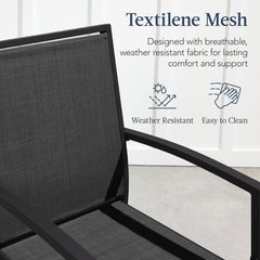 Set of 2 Outdoor Barstools, Patio Chairs w/ Footrests, All-Weather Mesh