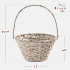 Easter Basket, Small Woven Easter Basket for Kids w/ Collapsible Handle