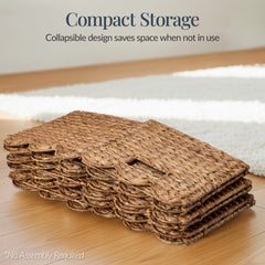 Scalloped 10.5 x 10.5in Hyacinth Storage Basket Set of 5