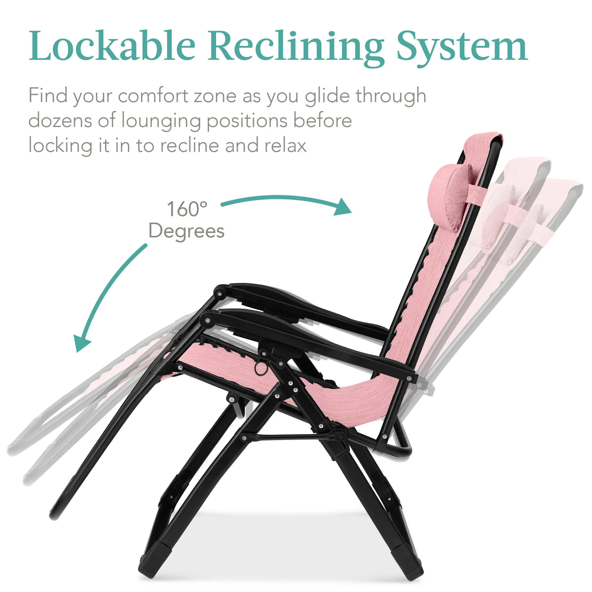 Oversized Zero Gravity Chair, Folding Outdoor Recliner w/ Removable Cushion