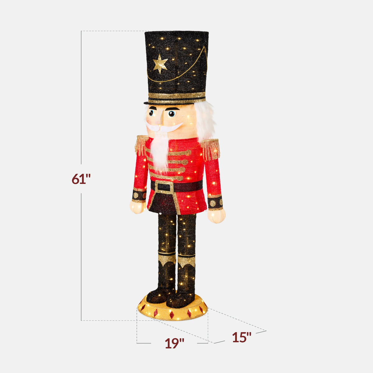 Pop Up Christmas Nutcracker w/150 LED Lights for Outdoor, Indoor, 5ft