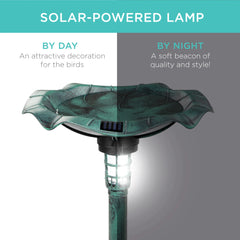 Solar Lighted Bird Bath w/ Planter