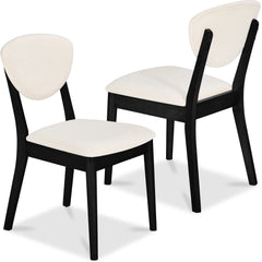 2-Piece Mid-Century Modern Wood &Upholstered Dining Chair Set